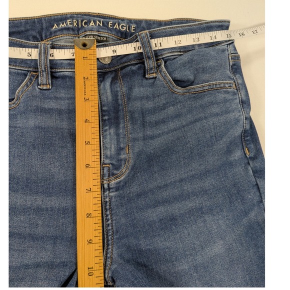 American Eagle Hi Rise Jegging Jeans Womens 10 Blue Denim Stretch 90s Preppy y2k - Picture 10 of 12